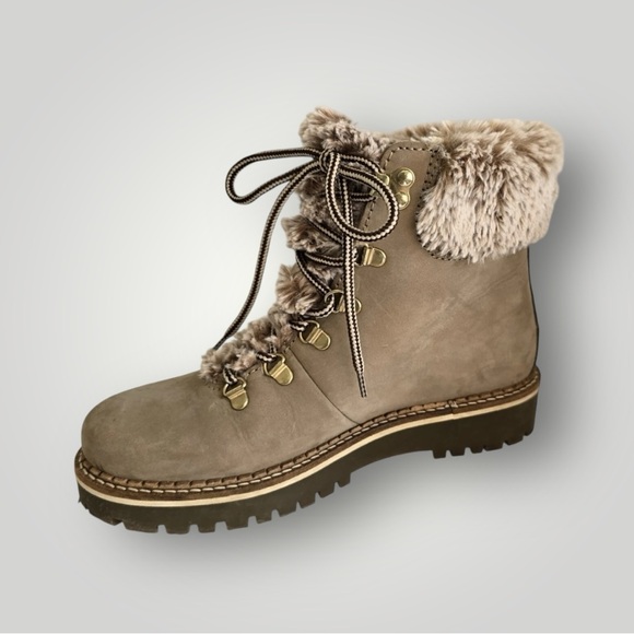 Avellini Lace Up Lug Sole Suede Leather Faux Fur Winter Ankle Boots Size 9 - Picture 3 of 7